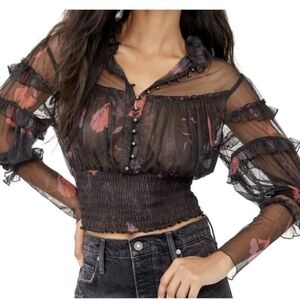 Free people floral mesh top